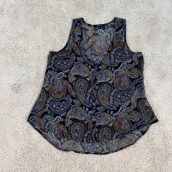 Ambiance Womans Top M Flowy Boho Racerback Tank Top Sleeveless Sheer - Picture 6 of 11